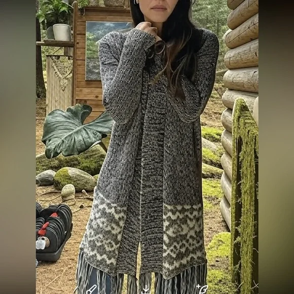 Free people Yellowstone tribal oversize intarsia chunky thick cardigan southwest - Picture 2 of 8